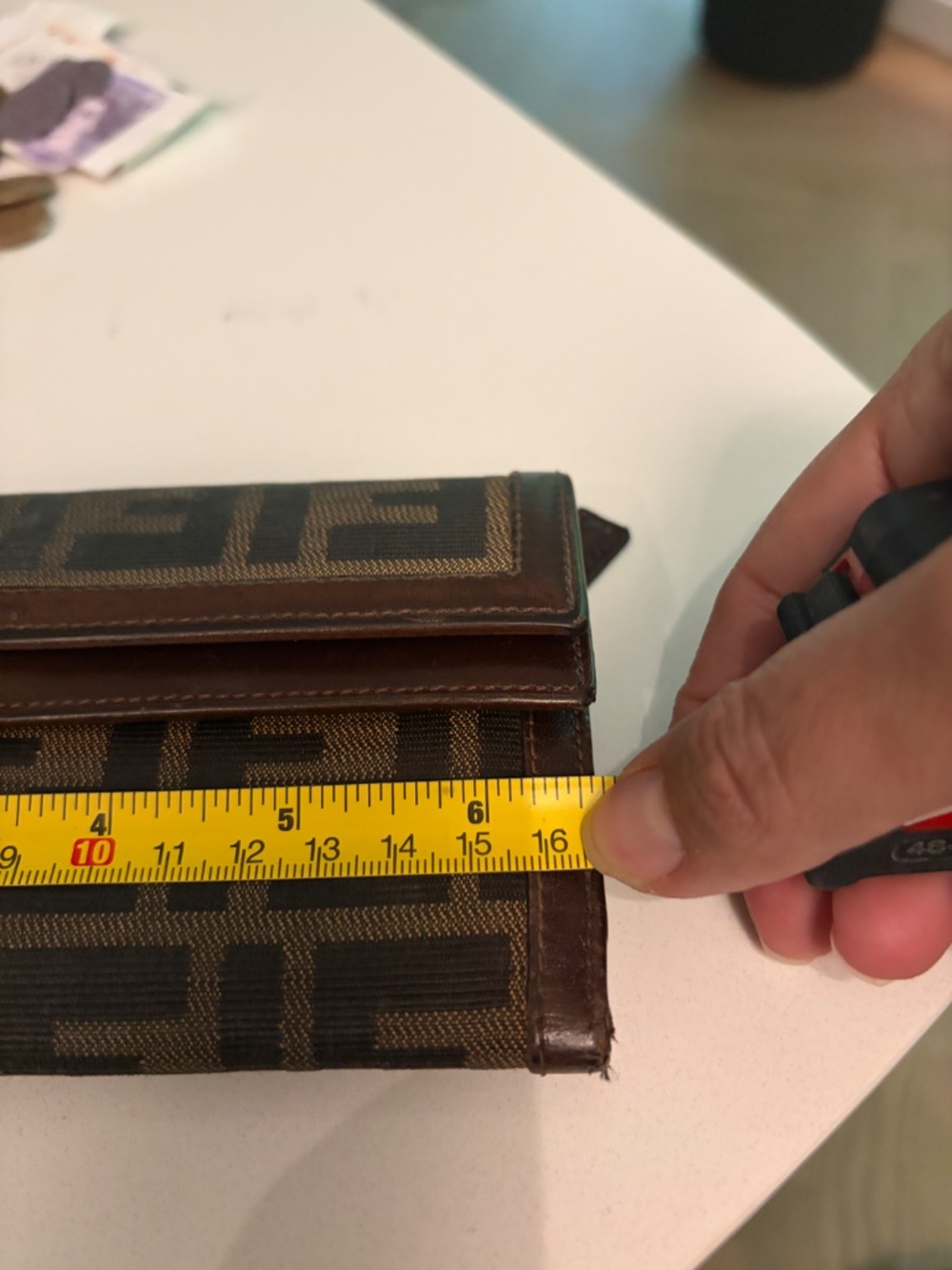 Fendi Zucca FF Monogram Compact Bifold Wallet – Black/Tobacco Canvas | Brown Lea - Picture 11 of 12